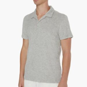 Onia Towel Terry Johnny Collar Polo Grey Large
